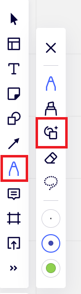 Miroのメニューアイコンからペンのマークを選択し、「Smart drawing」を選択します